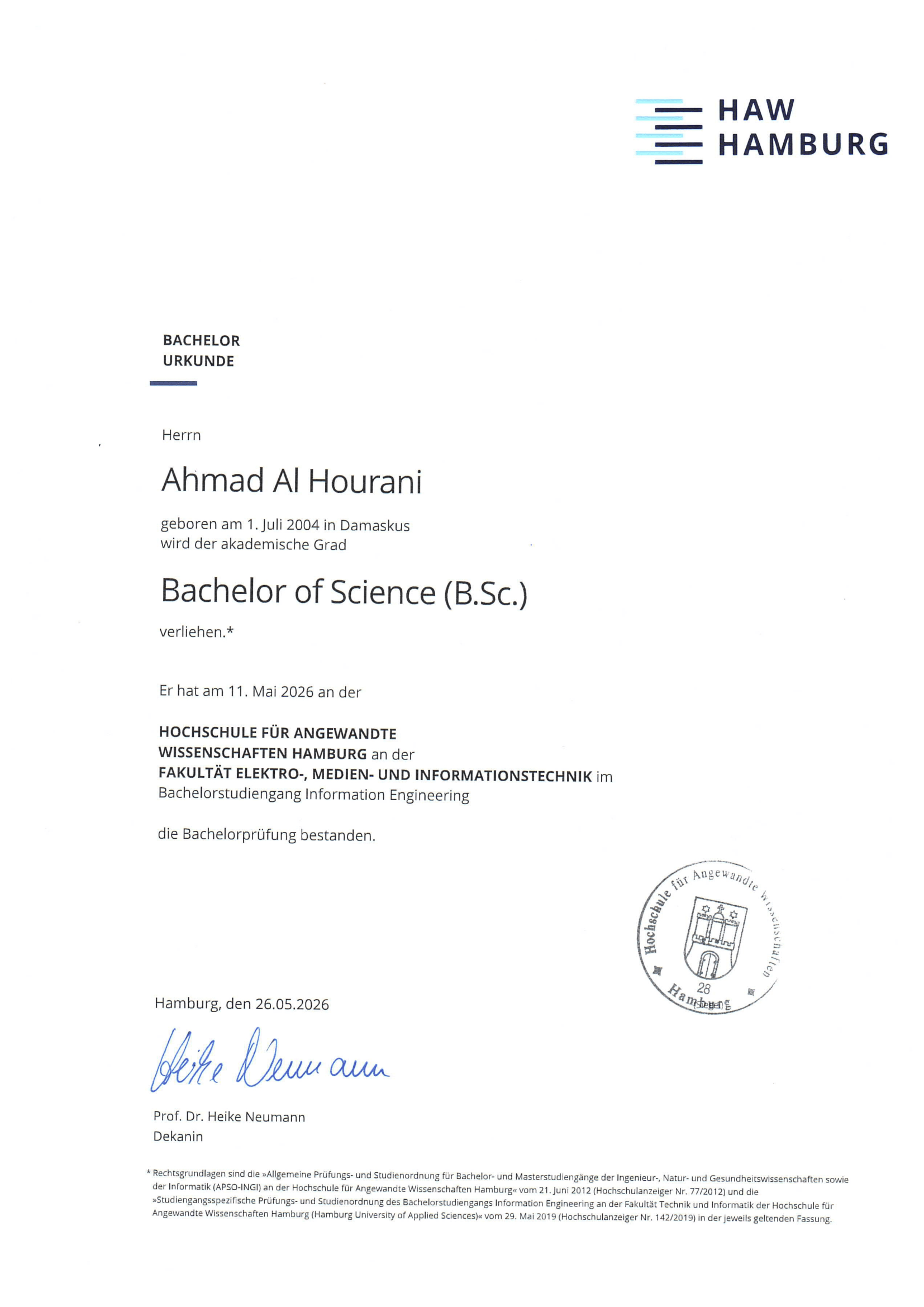 Bachelor's Degree in Information Engineering